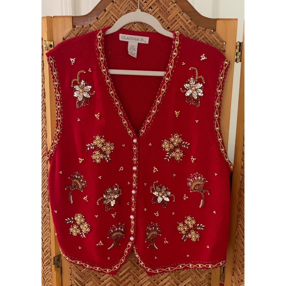 Vintage Claudia D. Christmas Sweater Vest